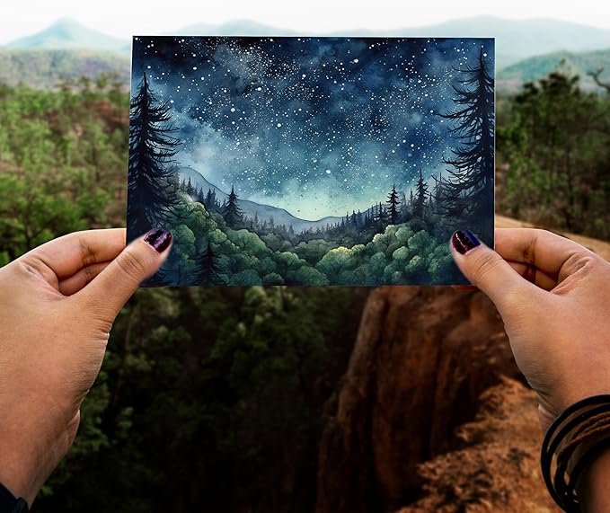 Blank Cards with Envelopes All Occasion,Watercolor Starry Night Sky Design Blank Greeting Cards 4x6,20Pack -Blank Greeting Cards,Note Cards with Matching Peel-and-Seal Rustic Envelopes