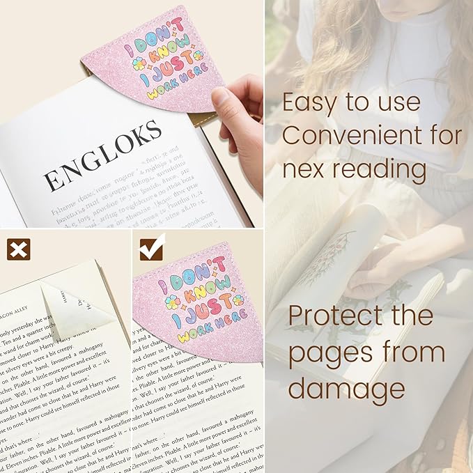 Funny Corner Bookmarks, Cute Leather Book Accessories for Book Lovers, 3 Pcs Reading Book Page Markers for Women Men Student Teacher Girls Boys Kids Retirement Birthday Gifts, I Don`t Know
