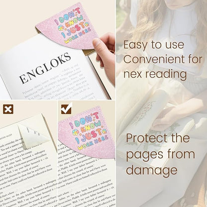 Funny Corner Bookmarks, Cute Leather Book Accessories for Book Lovers, 3 Pcs Reading Book Page Markers for Women Men Student Teacher Girls Boys Kids Retirement Birthday Gifts, I Don`t Know