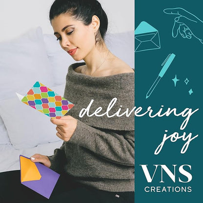 VNS Creations 100 Pack Blank Cards and Envelopes 4x6 - Plain Blank Note Cards with Envelopes & Stickers for All Occasions - Greeting Notes Colored Stationery Set, Assorted Colors - Rainbow