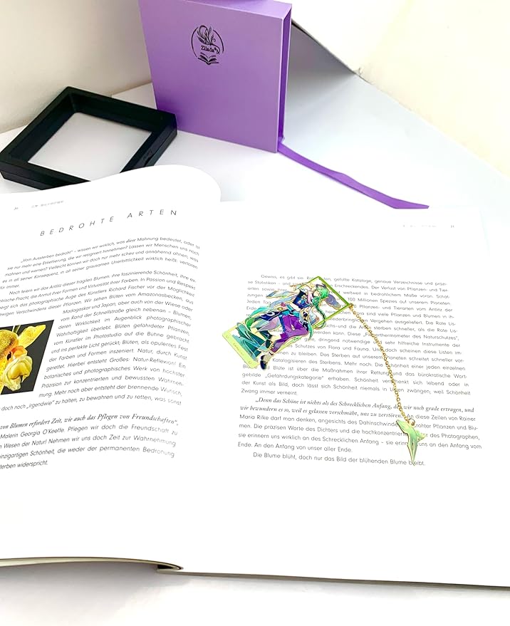 Genshin Impact Baizhu Metal Bookmark - Anime Figure Merch with 3D Display Box - Birthday Gifts for Fans Friends Gamer Book Lovers - Zllada