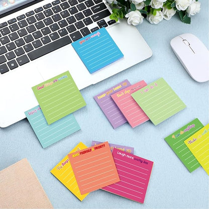 Yinder 24 Pcs Inspirational Sticky Notes with Lines Cute Motivational Sticky Notes Pad Employee Appreciation Gifts Bulk for Teacher Nurse Coworkers Office Supplies 3 x 3''(Dark Color,Inspirational)