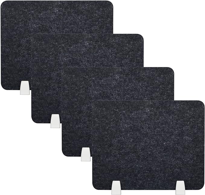 4 Pcs Acoustic Desk Divider Desktop Privacy Panel 16 x 20 Inch Divider for Desk Cubicle Office Desk Separator Panel Sound Absorbing Noise Reducing Tabletop Divider for Visual Distractions