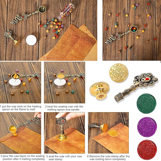 Quill Pen Ink Set, Feather Pen Ink Set With Quill Pen, Notebook, 5 Replaceable Nibs, Seal Stamp, Spoon, Wax Beads, White Wax, Ink, Pen Holder, Cup, Envelope, Letter Paper, Envelope Tool(Purple)