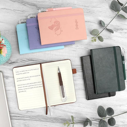 Small Notebook College Ruled, 3 Pack (Brown) 3.7x5.7 in Pocket Notebook Journaling Notebooks Mini Hardcover Lined Note Pads with Pens for Work Business Travel and Office Supplies