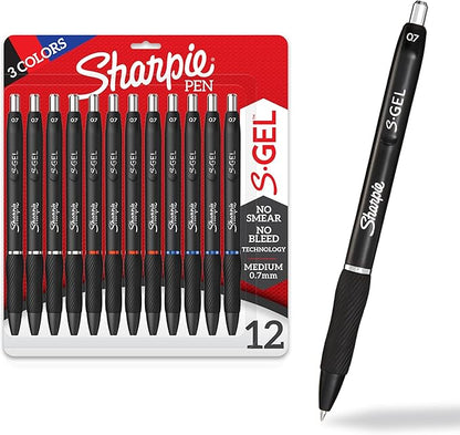 Sharpie S-Gel, Gel Pens, Writing Pens, Drawing Pens, Coloring Pens, Gel Pens For Journaling, Medium Point Pens(0.7Mm), Assorted Colors, 12 Count
