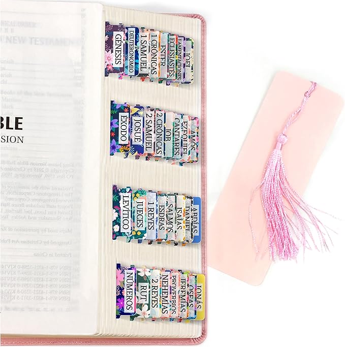 Bible Tabs for Study Bible, New & Old Testament Tabs Matte Laminated Bible Book Tabs Bible Journaling Supplies for Women(Large Print, Easy to Read) (Spanish-1)