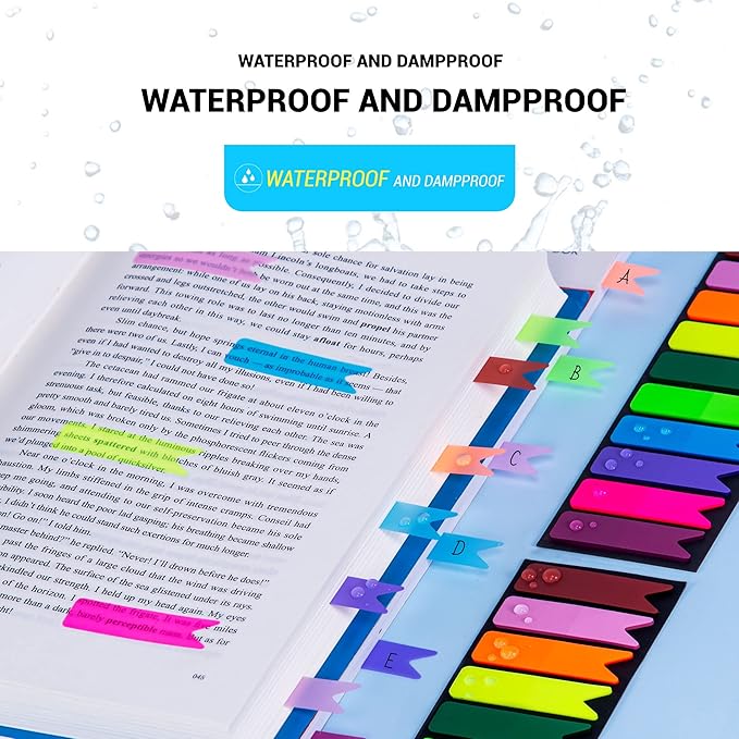 Golcellia 1200 Pieces Sticky Tabs Index Tabs, Book Tabs Flags Sticky Note Colored Writable and Repositionable Book Markers, (10 Colors, 6 Sets) Book Annotation Tabs Supplies