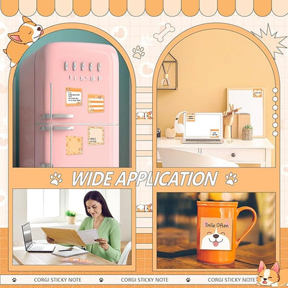 9 Pads Cute Sticky Notes Cartoon Animal Self Stick Notepads 3x3 Inches Notes Adhesive Memo Pad Office Decor Gifts for Students School Office Meeting(Corgi)