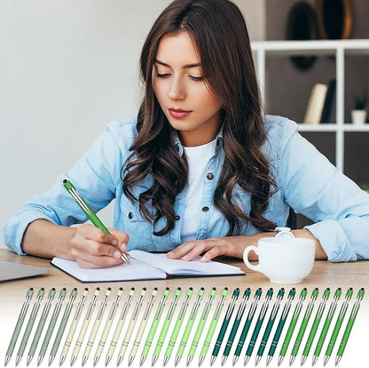 Zonon 38 Pieces Rubberized Ballpoint Pen with Stylus Tip Stylish Metal Pen Capactive Styli with Soft Rubberized Grip, Black Ink for Most Devices(Charming Colors)