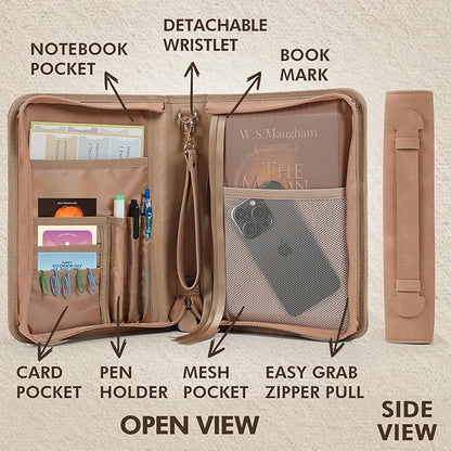 Bible Cover Case, Premium Bible Case, Leather Carrying Book Case with Handle&Zippered Pocket for Standard Size Bible and Bible Accessories, Ideal Gift for Women Men Lady Girls (Fits Smaller Bibles)