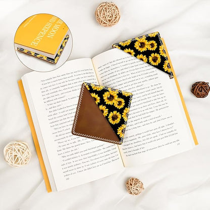 Personalized Leather Bookmarks, Fun & Cute Book Accessories for Reading Lovers, Unbreakable Page Markers for Women Men Girls Boys Student Teacher Kids Retirement Birthday Gifts (Cute Sunflower)