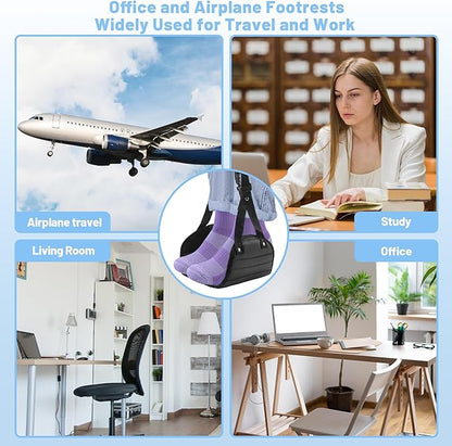 Airplane Foot Hammock Travel Footrest, Leozzo Essentials Airplane Foot Rest to Relax Your Feet, 2 Pack Foot Hammock for Plane Travel,Travel Accessories,Airplane Essentials (Stripe)