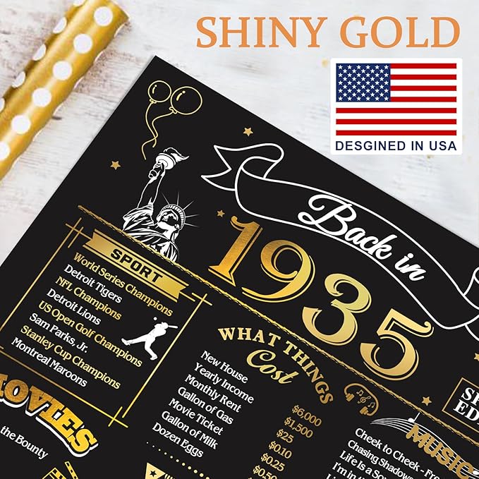 90th Birthday Card for Men Women, Funny 3D Pop Up 90th Birthday Gifts for Grandma Mom Dad, Back In 1935 Happy 90 Year Old Birthday Decorations Cards for Her Him