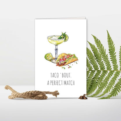 Funny Wedding Shower Card for Couples Newly Engaged, Humorous Pun Engagement Card for Bride and Groom, Congrats Engagement Card for Friend, Taco 'Bout A Perfect Match