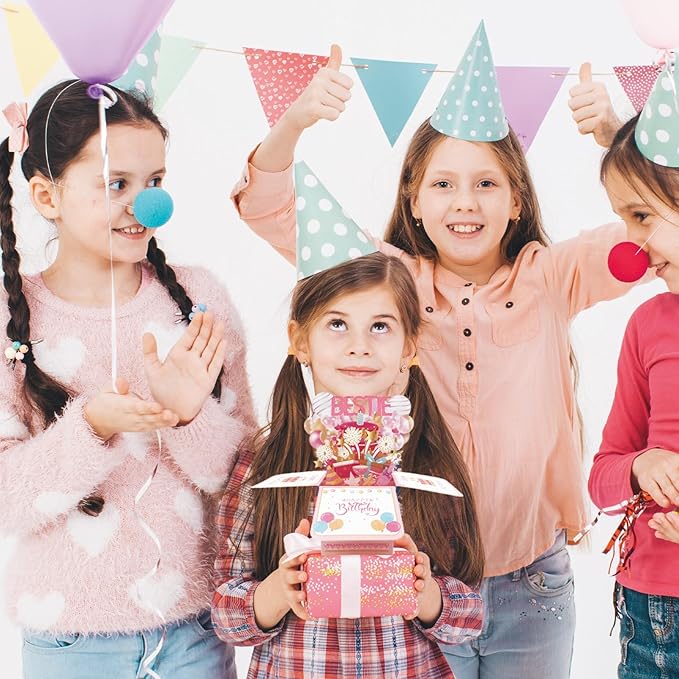 Asmallgf Happy Birthday Popup Card for Bestie, Gifts for Long Distance Best Friend for Women Girl, Cool Gifts for Female Friend, Work Bestie Gifts Cards