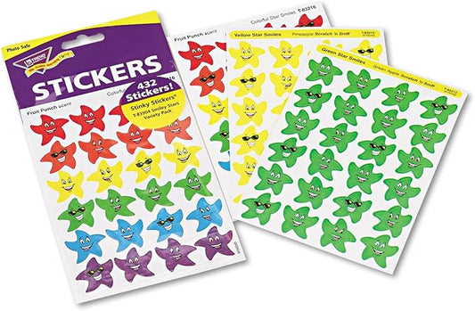 TREND enterprises, Inc. Colorful Star Smiles Stinky Stickers Variety Pack, 432 ct