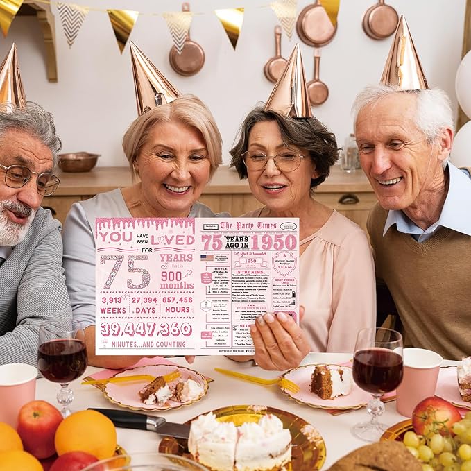 75th Birthday Decorations for Women，75th Birthday Gifts for Women，75 Bday Card，75 Year Old Bday Gifts for Mom Grandma Sister