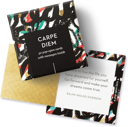 Compendium ThoughtFulls Pop-Open Cards — 4-Pack of Grateful, Live with Intention, Mindfulness, Carpe Diem – 120 Pop-Open Cards, Each with a Different Message Inside