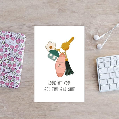 Spercy Funny Housewarming Card for Friends - Happy New Home, Rude Moving, New House Congratulation