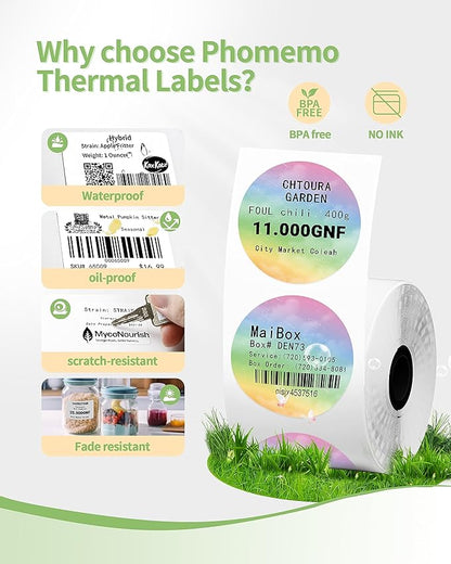 Memoqueen 2 Inch Flower Rainbow Round Thermal Labels Compatible with Phomemo M110/M221/M220/M120/M200/M110S Label Makers,Color Circle Labels for Gift,Business,Mailing,School,140Labels/Roll