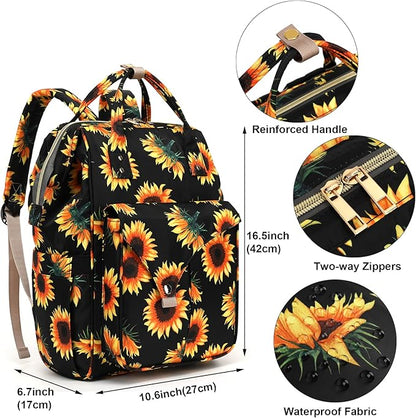 Sunflower Laptop Backpack College School Backpack Bookbags Nurse Backpacks Travel Bags Casual Daypacks for Women Girls Fits 15.6 Inch Notebook