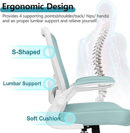 FelixKing Office Chair, Ergonomic Desk Chair Breathable Mesh Chair with Adjustable High Back Lumbar Support Flip-up Armrests, Executive Rolling Swivel Comfy Task Computer Chair for Home Office