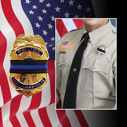 CREATRILL 30 Pack Thin Blue Line Police Mourning Band Stripe Police Officer Badge Shield Funeral Honor Guard Straps for Badge Size of 1.4" to 2.4"