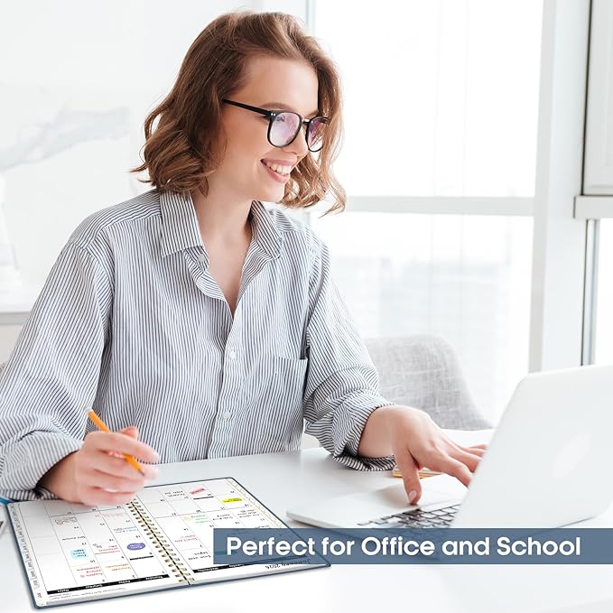 2026 Planner, Weekly and Monthly Calendar Planner, January 2026 - December 2026, Hardcover 2026 Calendar Planner Book with Tabs For Women & Men, Inner Pocket, Spiral Bound, Perfect for Office Home School Supplies - A5 (6.3" x 8.5"), Navy