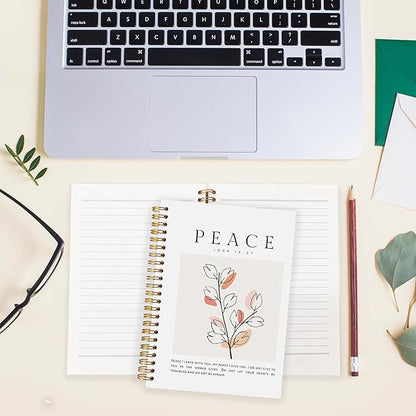 BearCake Peace I Leave with You Boho Floral Christian Notebook Journal, Christian Gifts for Women, Bible Notebooks for Note Taking, Bible Journaling Notebook, Hardcover Spiral Notebook 5.5x8.3