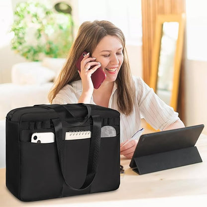 Utility Tote Bag with Multi-Pockets, Foldable Travel Duffle Bag with 15.6″Padded Laptop Sleeve, Top Zipper Tote Bag for Travel/Work