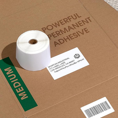 Spartan Industrial - 2.25" X 1.25” Direct Thermal Labels, Perforated Barcode Address Labels, Compatible with Rollo & Zebra Desktop Printers - 10 Rolls, 1000/Roll