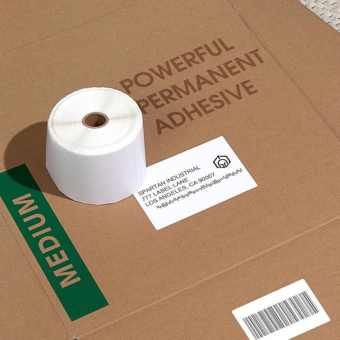 Spartan Industrial - 1 1/2" X 1" Direct Thermal Barcode Labels Compatible with Rollo, Zebra, and Other Desktop Label Printers (10 Rolls, 1300/Roll)