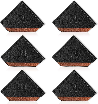 3/6 Pieces Leather Bookmarks Handmade Page Marker for Men Women, Faux Leather Page Clips Corner Book Markers for Teachers Gift for Writers Bookworm Book Lovers (06-Black Brown*6)