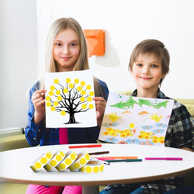 PARLAIM 3/4 Inch Dot Stickers, 10000 Pack Round Color-Code Circle Labels, Permanent Adhesive Color Coding Stickers Garage Sale Sticker - 10 Rolls Yellow