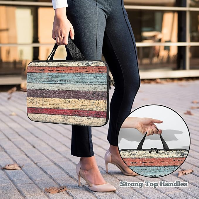 Universal Tablet Laptop Sleeve Case 10 inch, Retro Wood Slim Carrying Case Durable Handbag Travel Laptop Bag for 7 to 10-inch Laptops/Notebook/Kids Tablet/ipad/eBook Readers