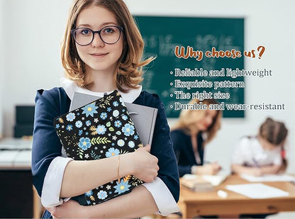 Book Sleeve Book Covers Book Protector Floral Printed with Zipper Washable Fabric for Teen Adult Book Lover Teacher Student(Medium,11 X 8.7 Inch)