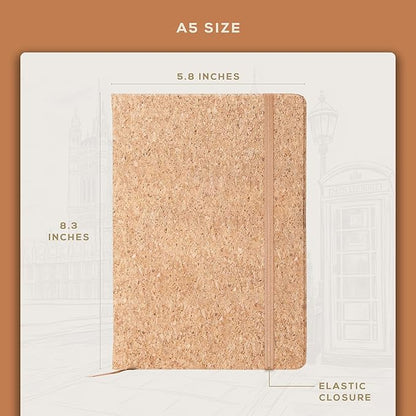 BEECHMORE BOOKS Lined Journal Notebook, 5.8 x 8.3 inch, A5 160 Lined Pages, Hardcover Leather Journals for Women, Men, Writing and Notebooks for Work - 120 GSM Thick Paper, Gifts Box Included