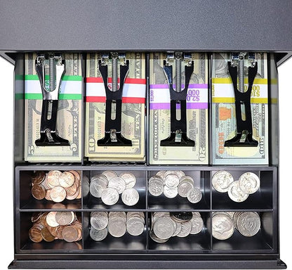 Nadex CR360 Cash Register, 4700 Lookups 50 Dept 50 Clerks, Quick Load Thermal Printer, Compact Size, Cash and Coin Drawer, Black