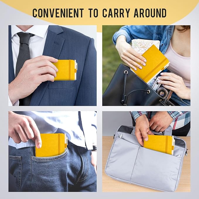 Pocket Small Notebook Journals, 16 Pack ( Lemon Yellow) Mini Notebook 3.7x5.7 Journaling Notebooks for Women Men, Hardcover Lined Note Pads with Pens for Work, Business, Travel Journal, Office Supplies