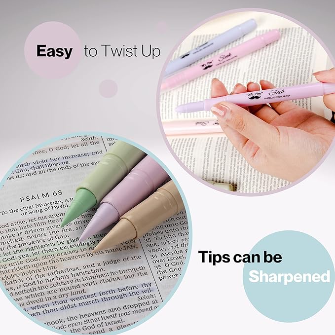 Mr. Pen- Gel highlighter, 8 Pack, Morandi Colors, Bible Highlighters Quick Dry, No Bleed, Assorted Pastel Colors, Bible Markers