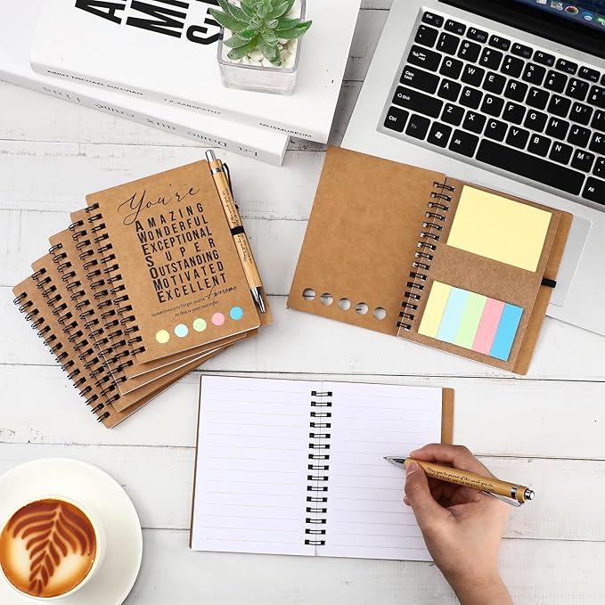 Jetec 75 Sets Bulk Employee Appreciation Gifts Bulk Inspirational Spiral Notebook with Note Ballpoint Pen Thank You Gifts for Volunteer Social Worker Nurse Staff Coworker Students (Amazing)