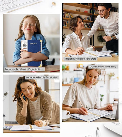 2026 Planner, Weekly and Monthly Calendar Planner from January 2026 - December 2026, 8.5" x 11" Hardcover Leather Hourly Appointment Book with Tabs, Spiral Daily Planners for College School Work Home, Navy