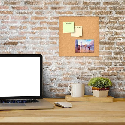12x12" Cork Board Tiles Bulletin Board, 1/2" Thick Small Square Cork Boards for Walls, Self-Adhesive Cork Tiles for Home, Office, School, Bulletin Board Decorations(12mm,1pc)