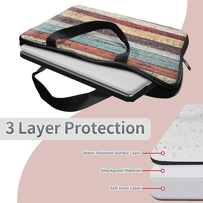Universal Tablet Laptop Sleeve Case 10 inch, Retro Wood Slim Carrying Case Durable Handbag Travel Laptop Bag for 7 to 10-inch Laptops/Notebook/Kids Tablet/ipad/eBook Readers