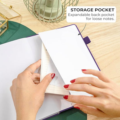 Clever Fox Dotted Journal 2.0 – Compact Planning and Sketching Dot Grid Notebook 120 GSM Thick, No-Bleed Paper – Planner with Pen Loop, Pocket, Ribbons, Stickers A5 - Purple