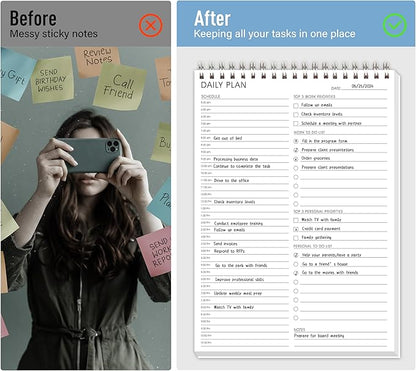 Hourly Schedule Planner To Do List Notepad Daily Planner 52 Double-Sided Sheets Notebook, 6.5" x 9.8",17 Hours for Organizing Work & Personal Life