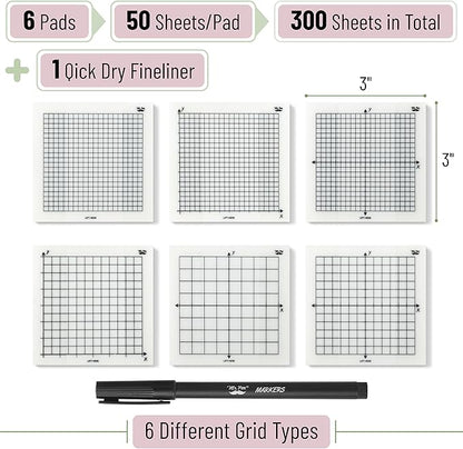 Mr. Pen- Transparent Graph Paper Sticky Notes, 300 Sheets, 3x3 Inch, Graph Sticky Notes, Math Graph Paper, Graphing Sticky Notes, Grid Sticky Notes, Grid Notepad, Mini Graph Paper