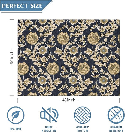 Office Chair Mat for Hardwood Floor Floral 36"x48" Computer Gaming Chair Mat Anti-Slip Office Rugs Floor Protector for Rolling Chairs Under Desk Rug for Home Office