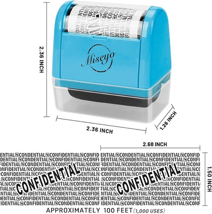 Miseyo Wide Roller Stamp Identity Theft Stamp 1.5 Inch Perfect for Privacy Protection - Blue